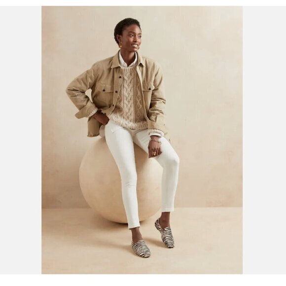 Banana Republic Mid-Rise SCULPT Skinny Size 16/33 SHORT White Jeans RETAIL $100 - Picture 1 of 5